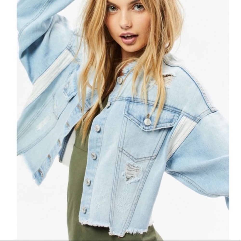NWT PacSun Paneled Cropped Trucker Jacket
